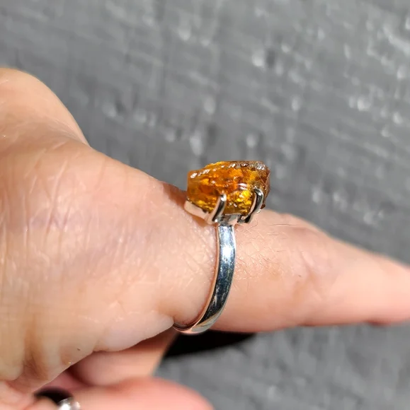 Raw 4k Citrine gemstone sterling silver sz10 - Picture 6 of 7